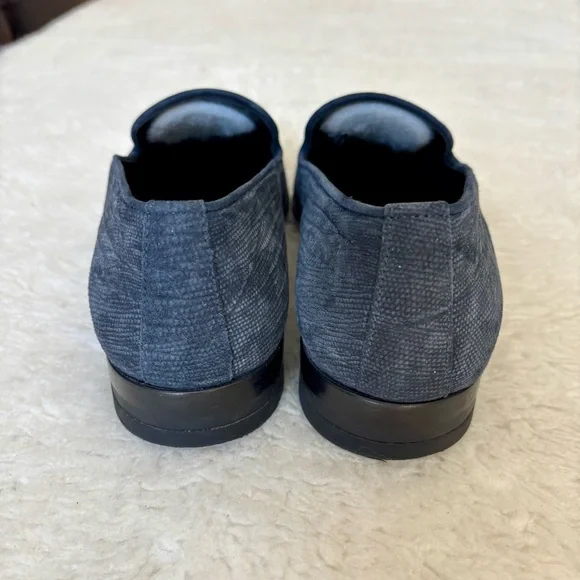 Roberto Cavalli Textured Navy Silver Logo Slip On Men’sshoes size 41 US 8